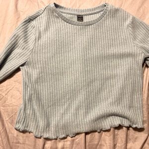 Sky Blue Long Sleeve Ruffle Shirt (Never Worn)
